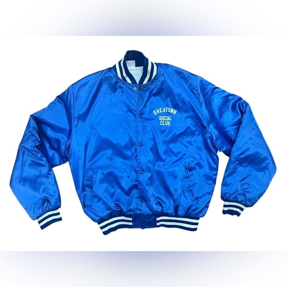 Vintage Birdie Richard Leslie Satin Bomber Jacket Coach Coat Quilted Mens XL